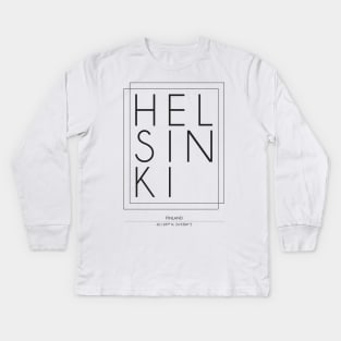 Helsinki City typography 2 Kids Long Sleeve T-Shirt